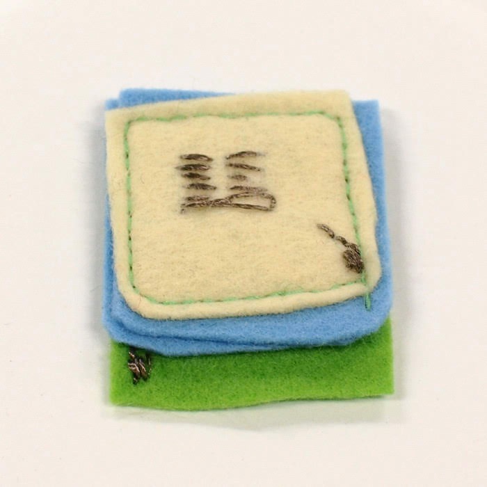 縫い付けた様子